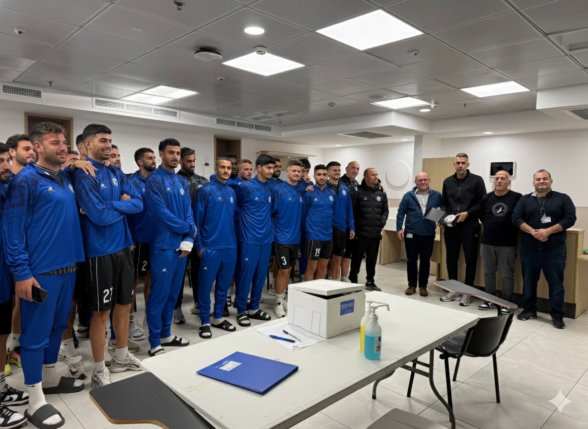 لاعبو نادي عيروني دوروت طبريا تلقّوا لقاح الإنفلونزا في المركز الطبي تسفون (بوريا)
