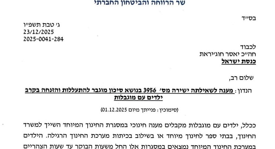 النائب ياسر حجيرات يستجوب وزير الرفاه حول النقص في خدمات الطوارئ للأطفال ذوي الاحتياجات الخاصة