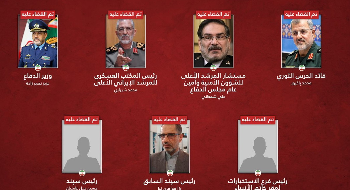 إسرائيل تعلن رسميا تصفية القيادة الأمنية والعسكرية العليا للنظام الإيراني في طهران