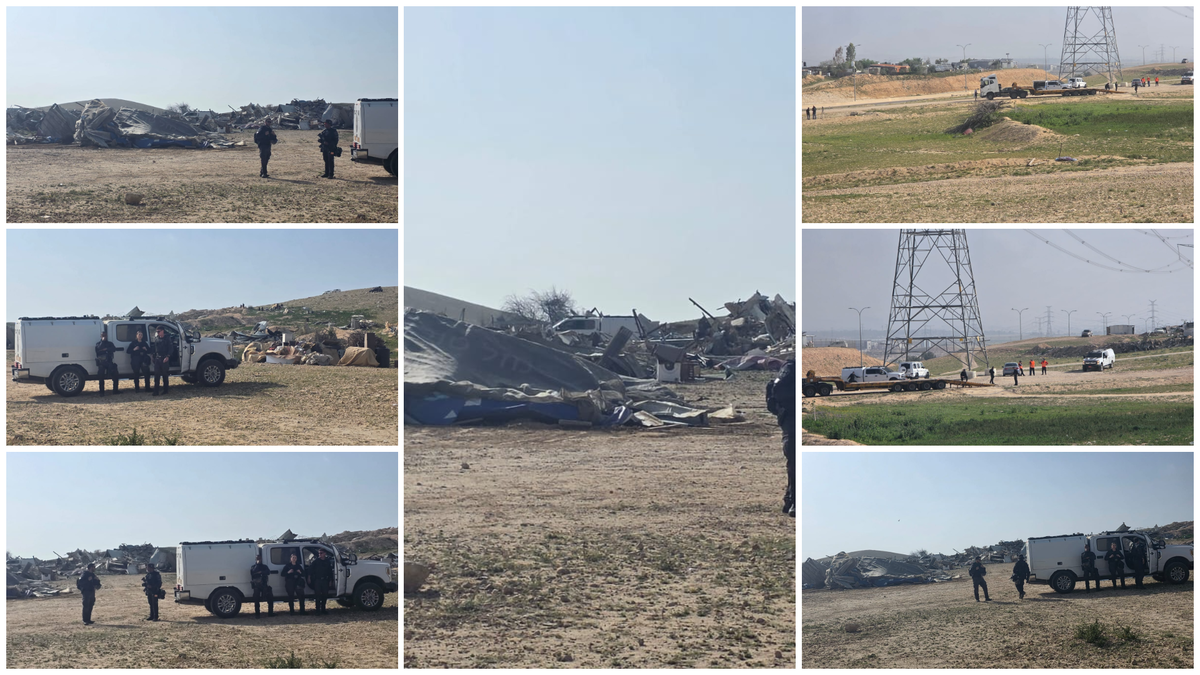 هدم الخيام المؤقتة التي أقامتها عائلة العمراني في قرية السر في النقب