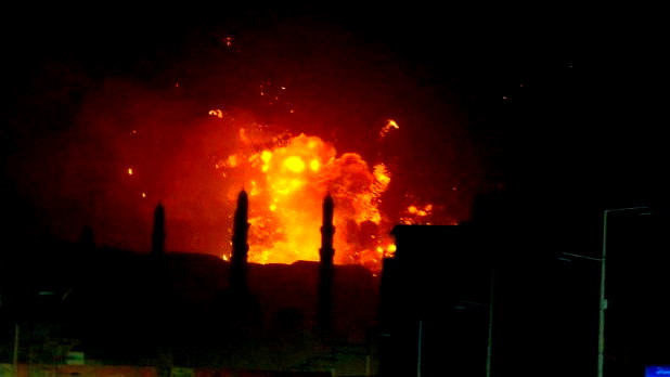 الطيران الأمريكي والبريطاني يقصف العاصمة اليمنية صنعاء 