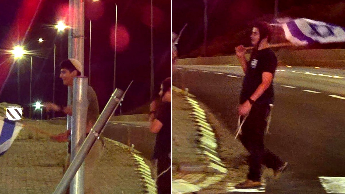 نشطاء اليمين يتظاهرون في مدخل مدينة رهط 