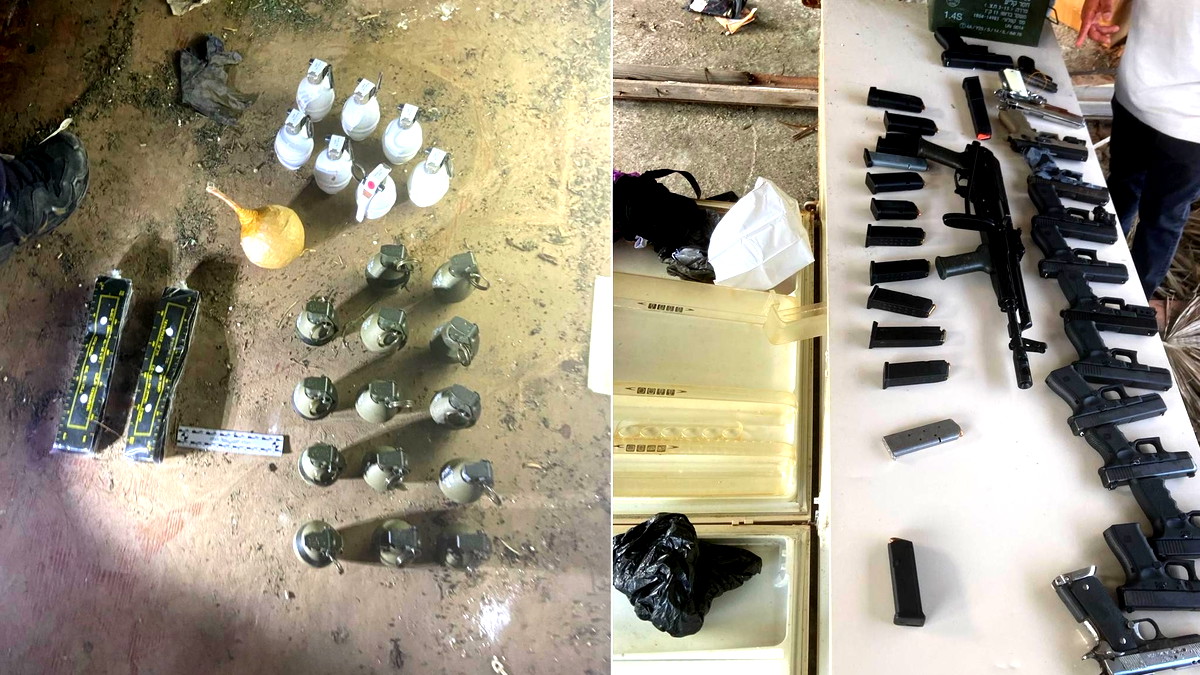 الشرطة: ضبطنا كمية كبيرة من الأسلحة بملعب بالجواريش في الرملة-  بندقية كلاشنكوف و14 مسدسًا وقنابل