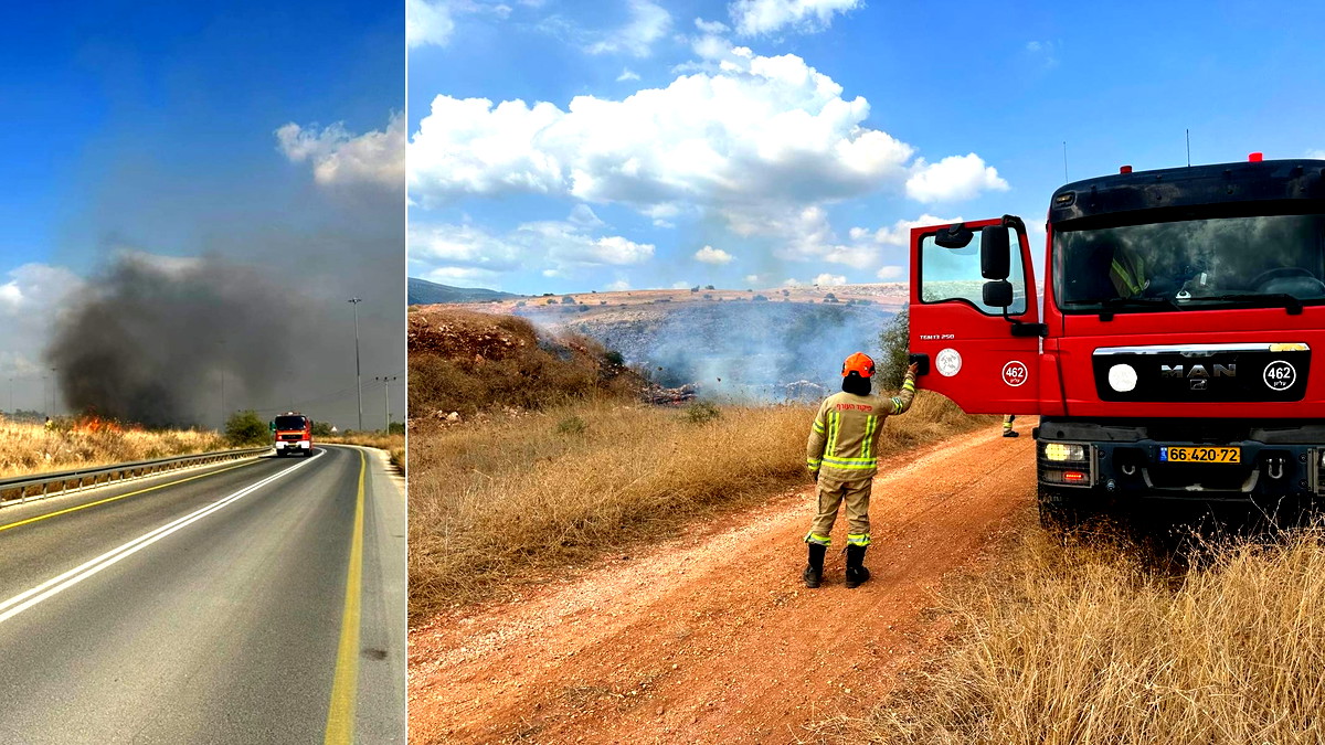عقب الرشقة الأخيرة من جنوب لبنان...إندلاع حرائق في عدة مواقع بمنطقة مفتوحة بالقرب من عميعاد