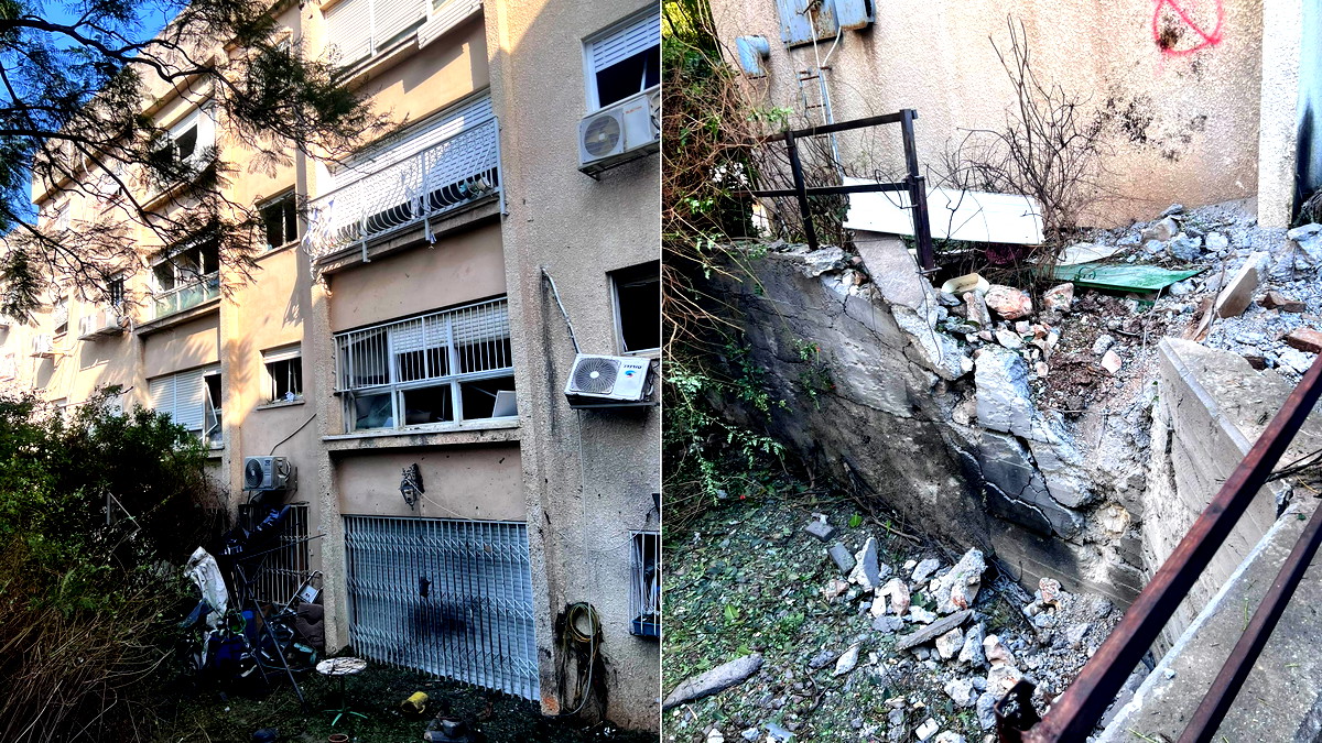 الكريوت:  إصابة مبنى مكون من ثلاث طوابق نتيجة سقوط شظايا صاروخيه