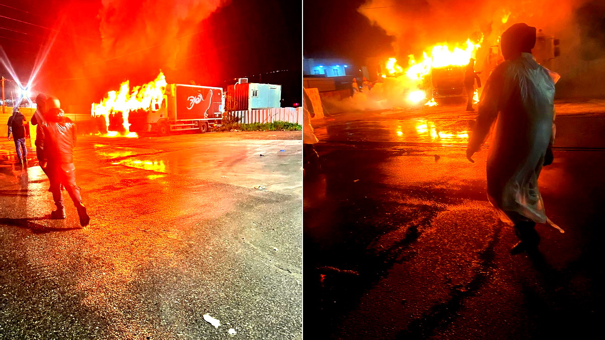 كفركنا: احتراق شاحنات في المنطقة الصناعية 