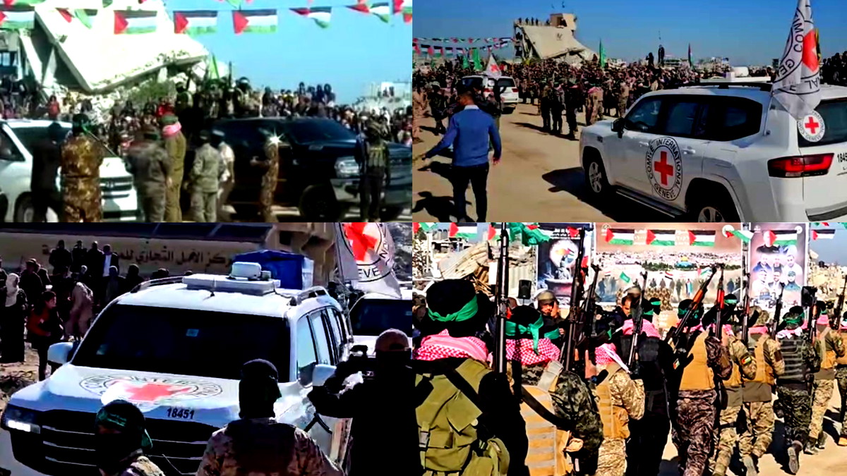 بالقرب من أنقاض منزل السّنوار| حماس تسلّم ثلاثة أسرى إسرائيليين للصليب الأحمر وأحدهم يصرّح: شكرًا على حمايتنا