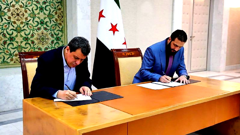 الرئاسة السورية: توقيع اتفاق يقضي باندماج قوات سوريا الديمقراطية ضمن مؤسسات الجمهورية العربية السورية