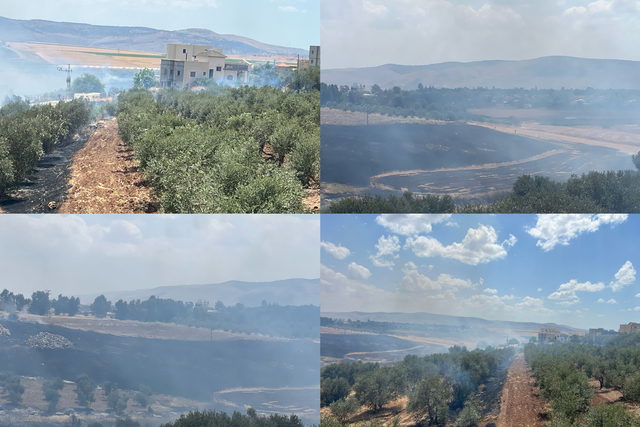 حريق في محيط طيبة الزعبية والدخان يهدد المنازل القريبة