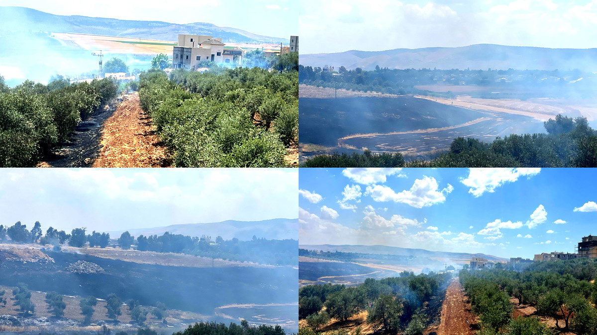 حريق في محيط طيبة الزعبية والدخان يهدد المنازل القريبة