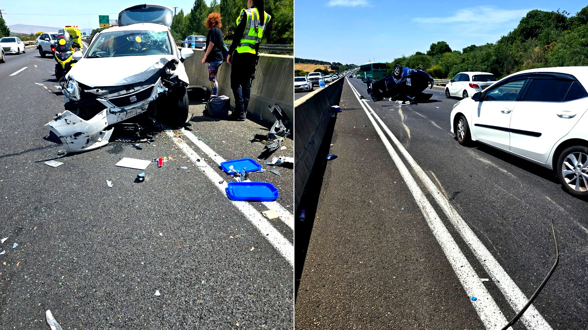 إصابة 4 أشخاص أحدهم بحالة متوسطة إثر تعرضهم لحادث طرق على شارع 77 بالقرب من مفرق الزرازير