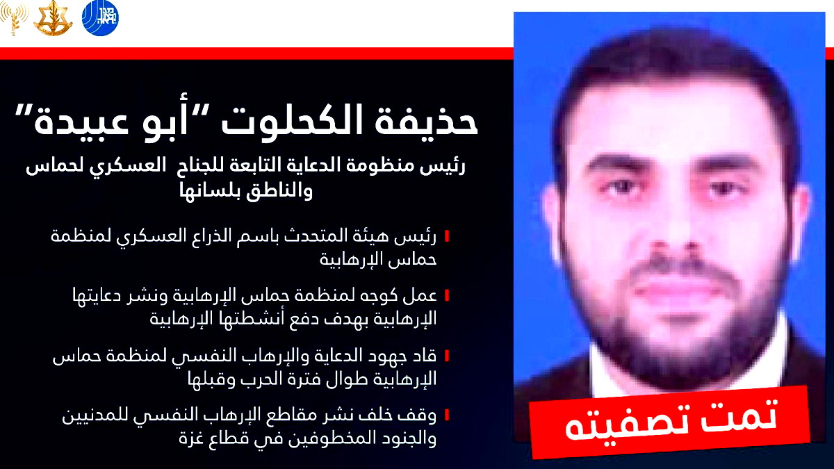 الجيش الإسرائيلي: تصفية أبو عبيدة في غزة تمت بفضل معلومات استخباراتية مسبقة