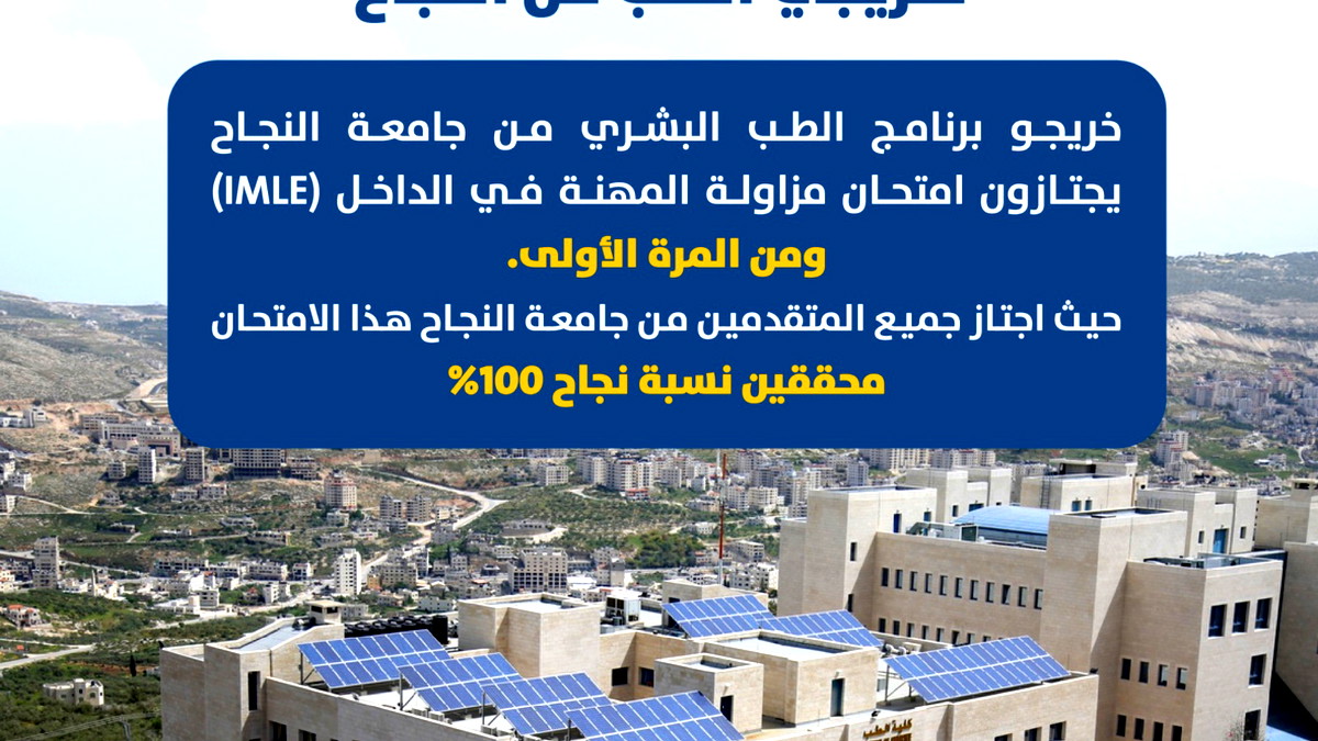 في إنجاز سنوي متجدد لخريجي الطب من جامعة النجاح