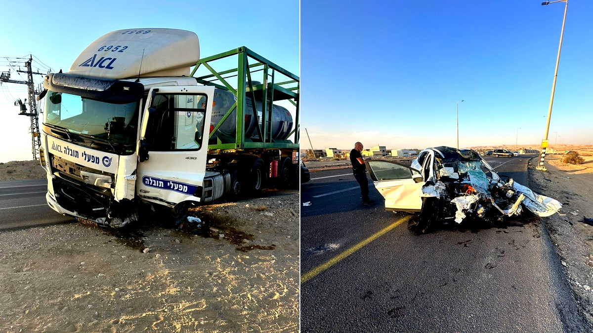 منطقة النقب: مصابان أحدهما بحالة خطيرة جرّاء حادث سير بين شاحنة وسيارة