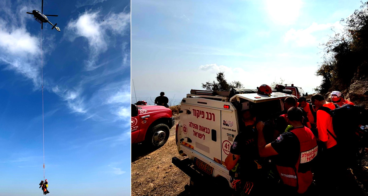 إنقاذ طيار طائرة شراعية علق على منحدر شديد بين بيت جن والرامة