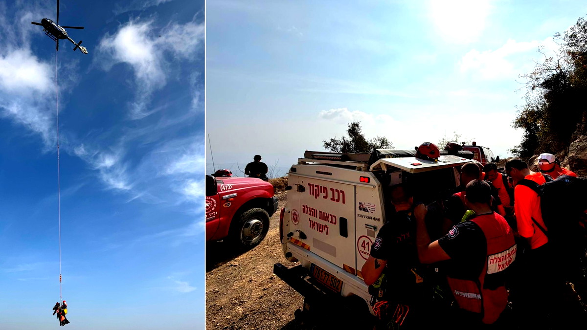 إنقاذ طيار طائرة شراعية علق على منحدر شديد بين بيت جن والرامة