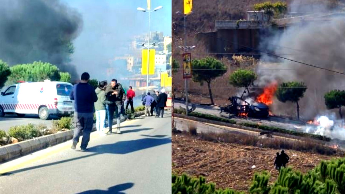 بالفيديو- ارتقاء شخص بغارة من قِبَل مسيّرة إسرائيليّة استهدفت مركبة في بنت جبيل بالأراضي الجنوبيّة للبنان      