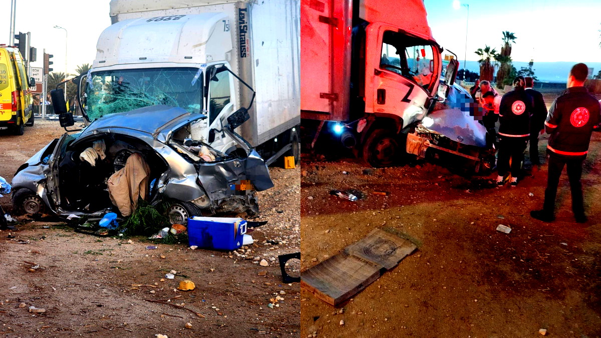 مصرع رجل وامرأة إثر حادث طرق بين سيارة وشاحنة على شارع 1 قرب البحر الميت