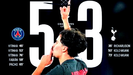 مهرجان أهداف.. فيتينا يقود سان جيرمان لفوز كبير على توتنهام