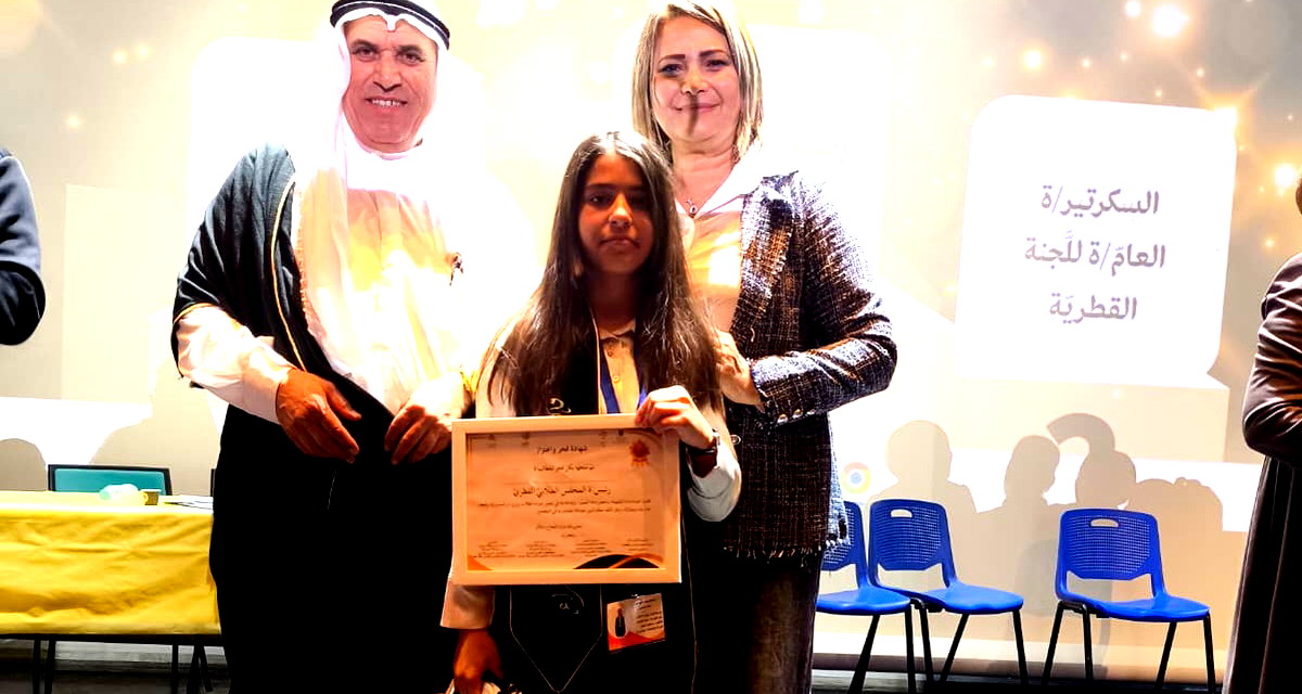 مدرسة البيادر- حورة: فوز الطالبة تسنيم حماد القواعين بالمرتبة الأولى على مستوى الدولة في مسابقة فن الخطابة