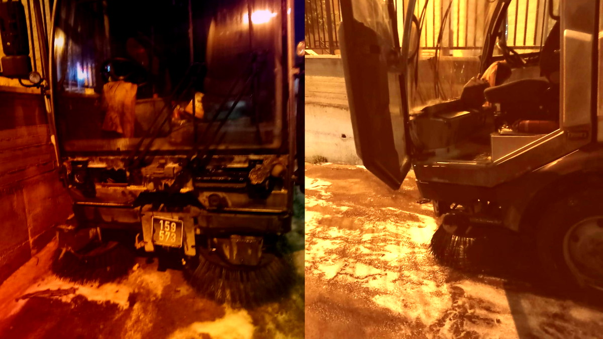 مجهولون يضرمون النار في مكنسة كهربائية تابعة لبلدية عرابة