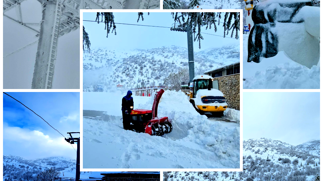 فيديو وصور- ثلوج كثيفة تغطي جبل الشيخ حتى 70 سم