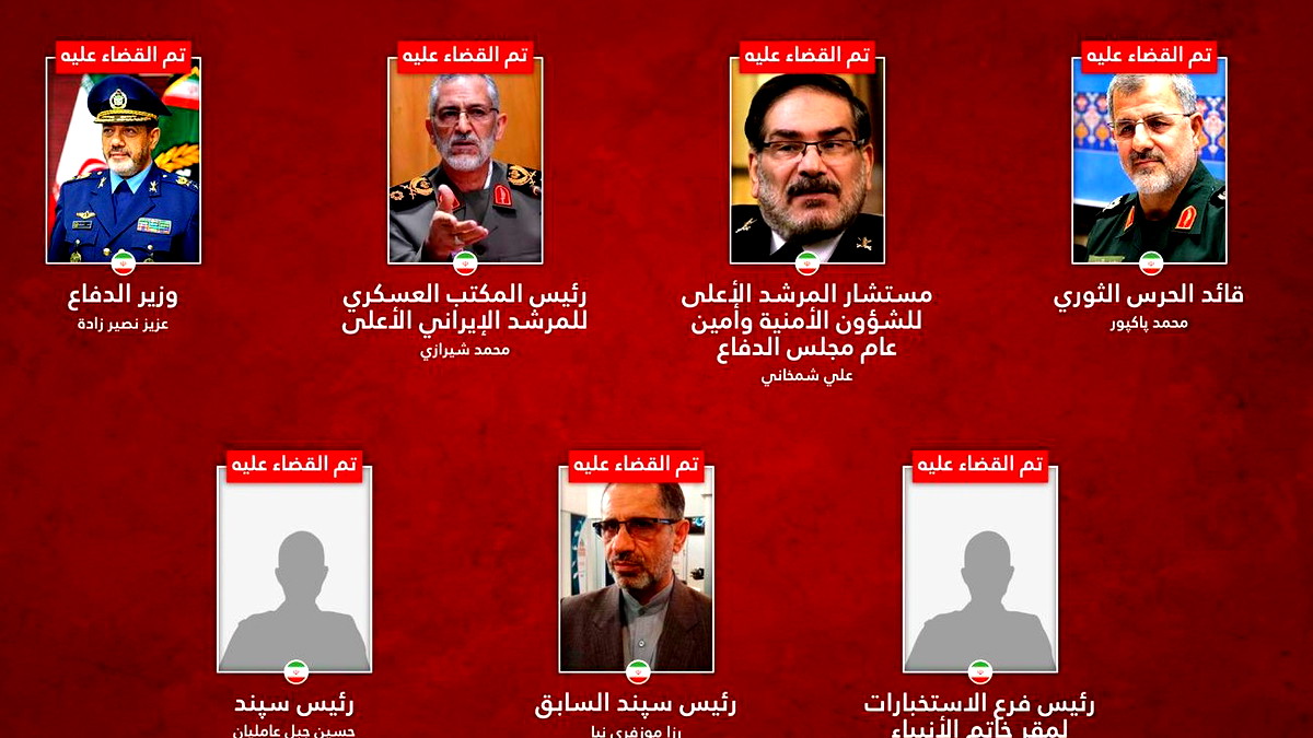 إسرائيل تعلن رسميا تصفية القيادة الأمنية والعسكرية العليا للنظام الإيراني في طهران