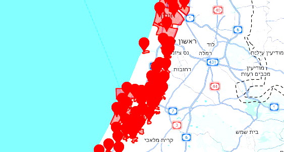دوي صافرات الإنذار في المركز واشدود واشكلون إثر إطلاق صواريخ من لبنان 