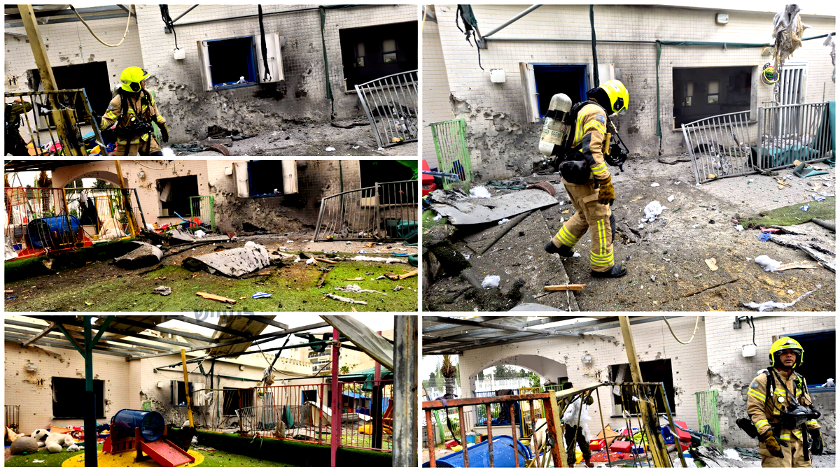 سقوط شظايا صواريخ على روضة أطفال في نهاريا وأضرار جسيمة دون إصابات