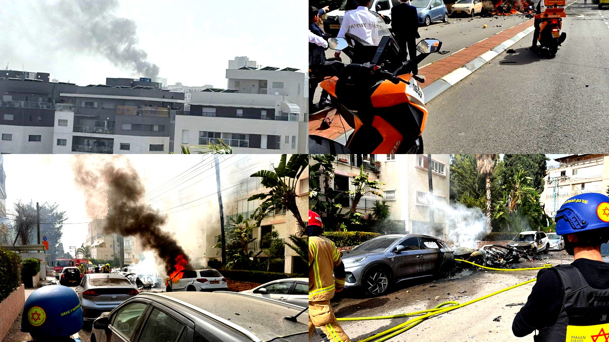  أضرار مادية واحتراق مركبات نتيجة سقوط شظايا في 7 مواقع وسط إسرائيل 