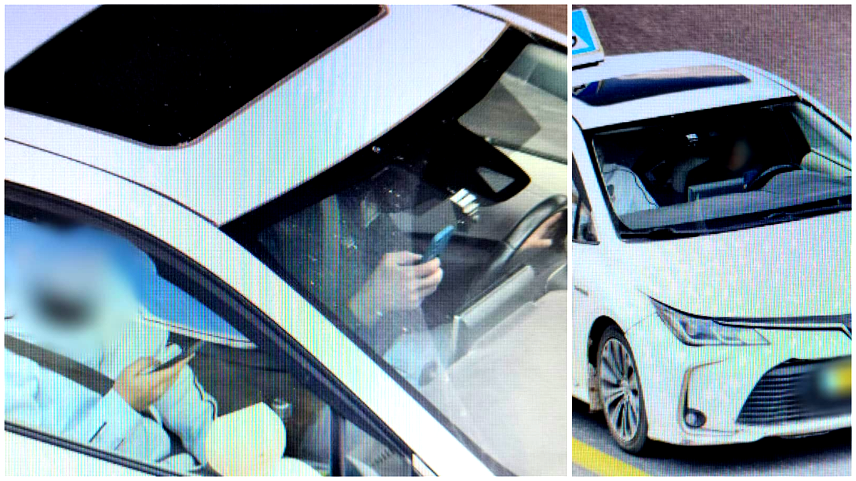 1000 شيكل مخالفة - ضبط معلم سياقة وطالب يستعملان الهاتف خلال درس سياقة في منطقة الناصرة